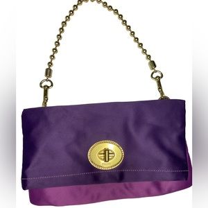Coach Amanda Satin Fold Over purple/lavender Handbag Clutch